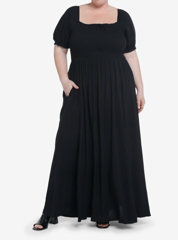 Thorn & Fable Black Smock Puff Sleeve Maxi Dress Plus Size