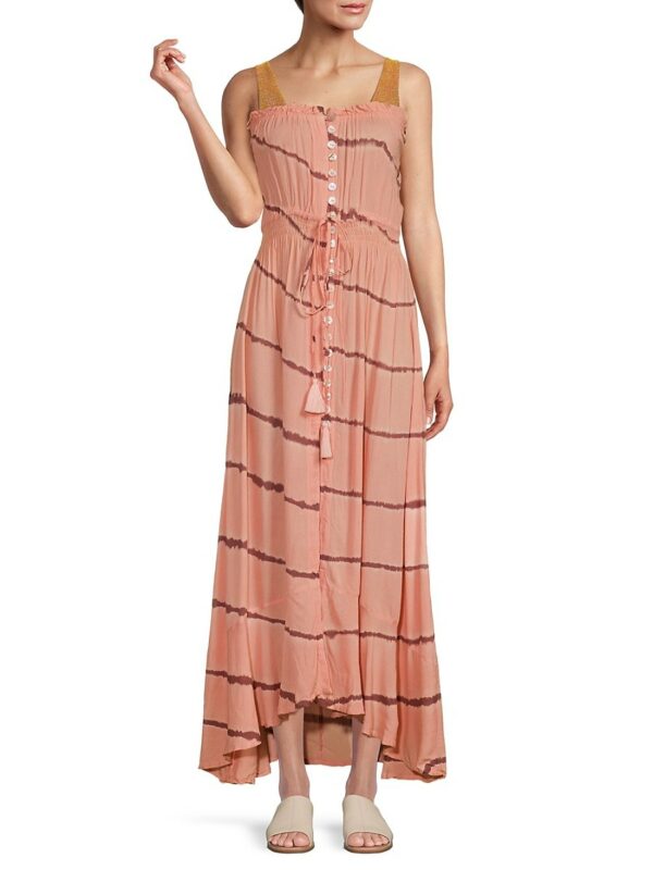 Tiare Hawaii Women's Ryden Strapless Tie Dye Cover Up Dress - Peach