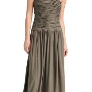 Tibi Drapey Jersey Ruched Strapless Dress Granite 12