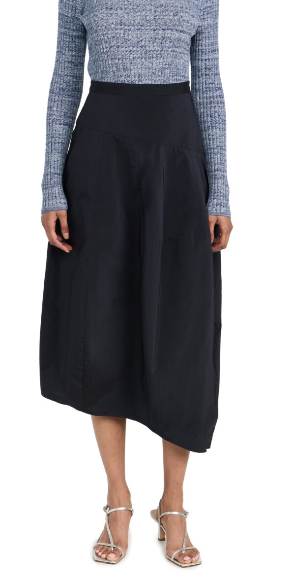 Tibi Nylon Asymmetrical Balloon Skirt Navy 2