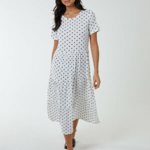 Tiered Smock Dress - S / WHITE