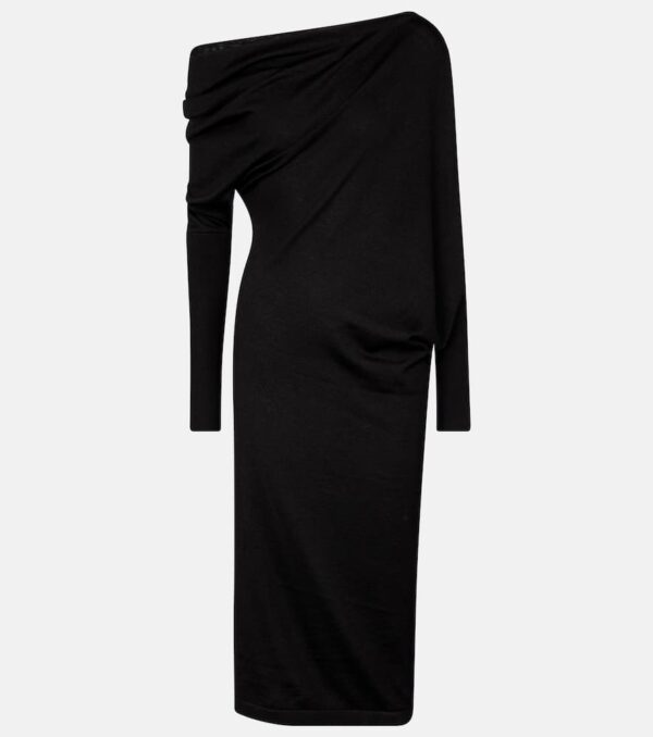 Tom Ford Cashmere and silk off-shoulder midi dress