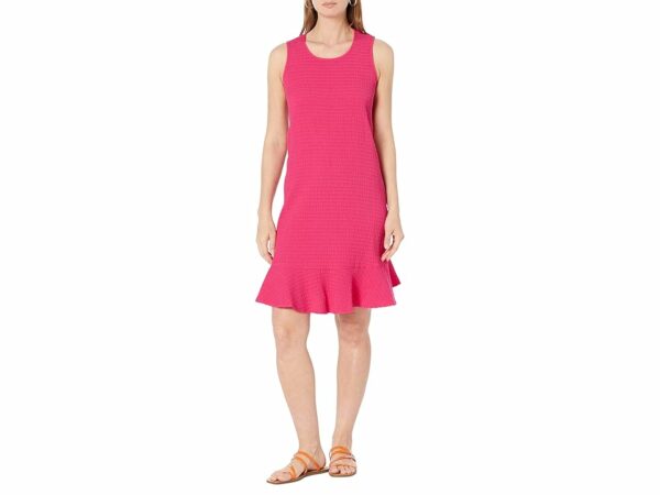 Tommy Hilfiger Textured Trapeze with Ruffle Hem (Magenta) Women's Dress