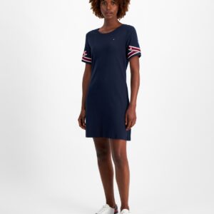 Tommy Hilfiger Women's Cotton Striped Tape-Trim T-Shirt Dress - Sky Captain