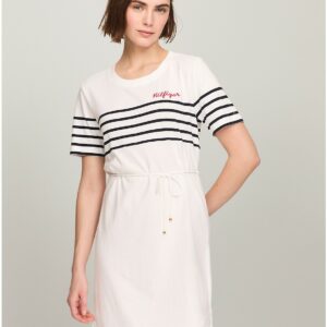 Tommy Hilfiger Women's Hilfiger Stripe Logo T-Shirt Dress - White - L