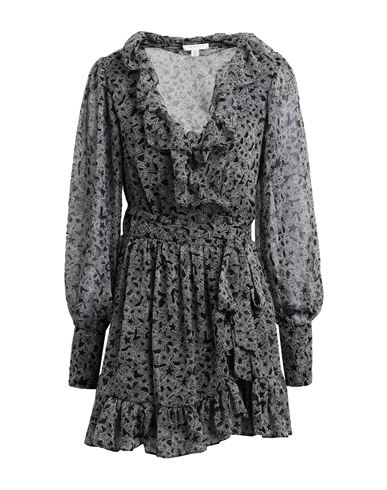 Topshop Topshop Star Ruffle Wrap Mini Tea Dress In Mono Woman Mini dress Black Size 10 Polyester