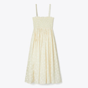 Tory Burch Strapless Smocked Silk Dress