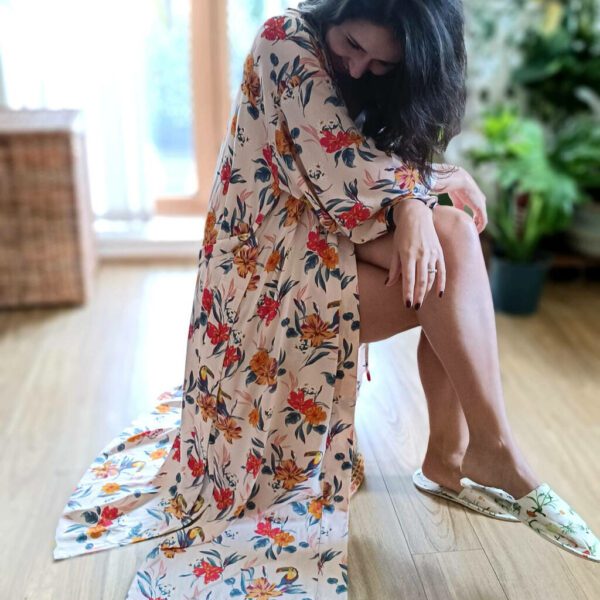 Toucan Party Long Kimono Dressing Gown