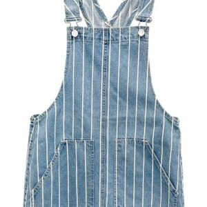 Tractr Kids' Stripe Pinafore Dress in Indigo at Nordstrom, Size 10