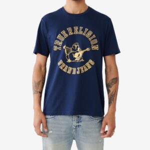 True Religion Men's Short Sleeve Trbj Buddha T-shirt - Dress Blue