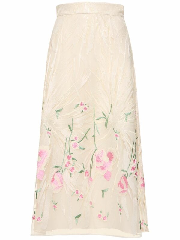 Tulle Embroidered Midi Skirt