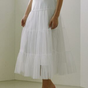 Tulle Layered Long Skirt - White