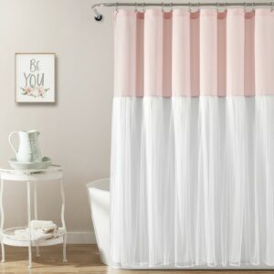 Tulle Skirt Colorblock Shower Curtain Blush/White 72x72 - Lush Decor 16T006471