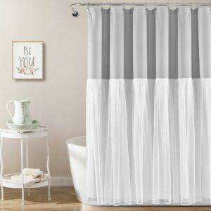 Tulle Skirt Colorblock Shower Curtain Light Gray/White 72x72 - Lush Decor 16T006470