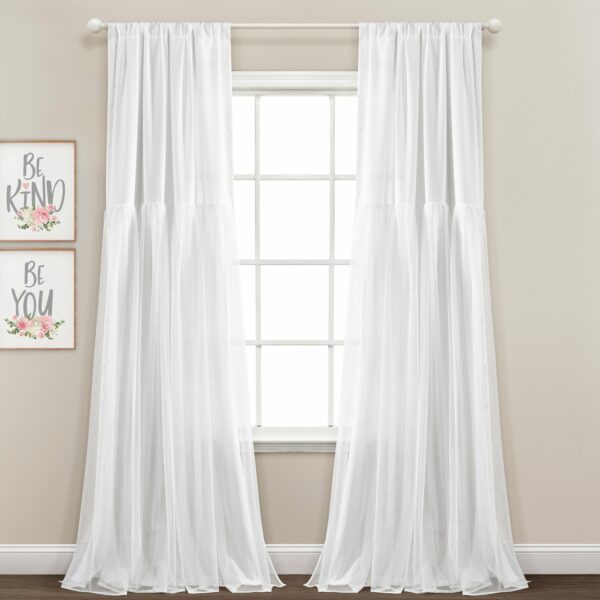 Tulle Skirt Solid Window Curtain Panel Set