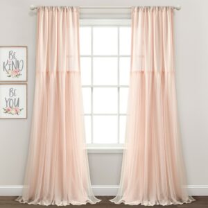 Tulle Skirt Solid Window Curtain Panels Blush 40x84 Set - Lush Decor 16T008173