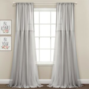 Tulle Skirt Solid Window Curtain Panels Light Gray 40x84 Set - Lush Decor 16T008172