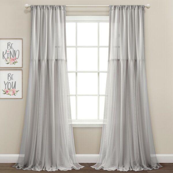 Tulle Skirt Solid Window Curtain Panels Light Gray 40x84 Set - Lush Decor 16T008172