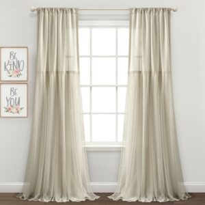 Tulle Skirt Solid Window Curtain Panels Neutral 40x84 Set - Lush Decor 16T008170