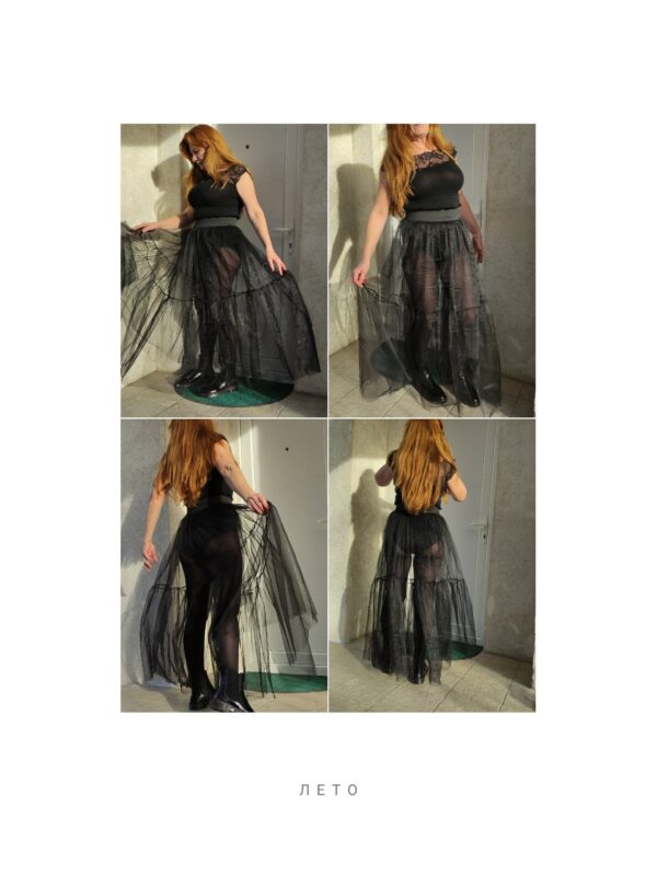 Tulle Skirt. Maxi Skirt, Wrap Circle Black Sheer Long Pleated Renaissance Ruffle Mother's Day Gift