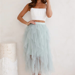 Twirl This Way Tulle Midi Skirt Sage