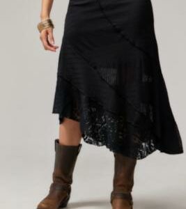 UO Asymmetrical Textured Prairie Midi Skirt - Black S at Urban Outfitters