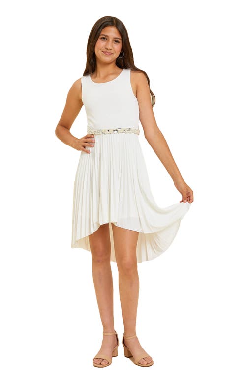 Un Deux Trois Kids' Pleated High-Low Party Dress in Ivory at Nordstrom, Size 10