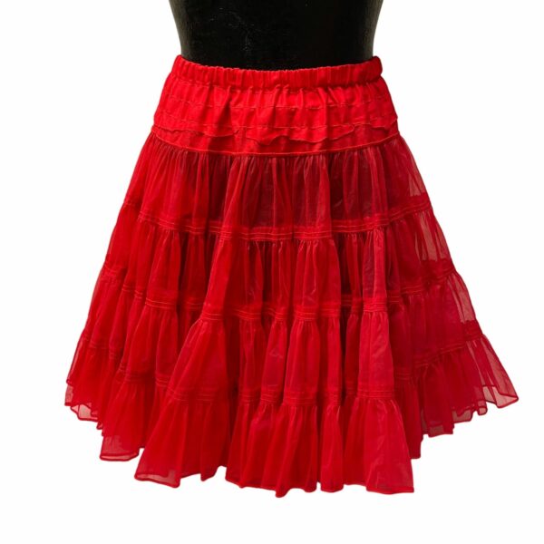 Unkwn VTG Red Ruffle Petticoat Tulle Layers Square Dancing Skirt, Women's (Size 26)