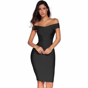 Unlisted Rayon Strap V-Neck Bandage Bodycon Party Dress, M, Black, Women's (Size Medium)