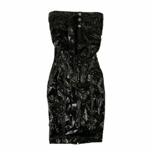 Unravel Project Black Strapless Varnished Dress Size S, Women's