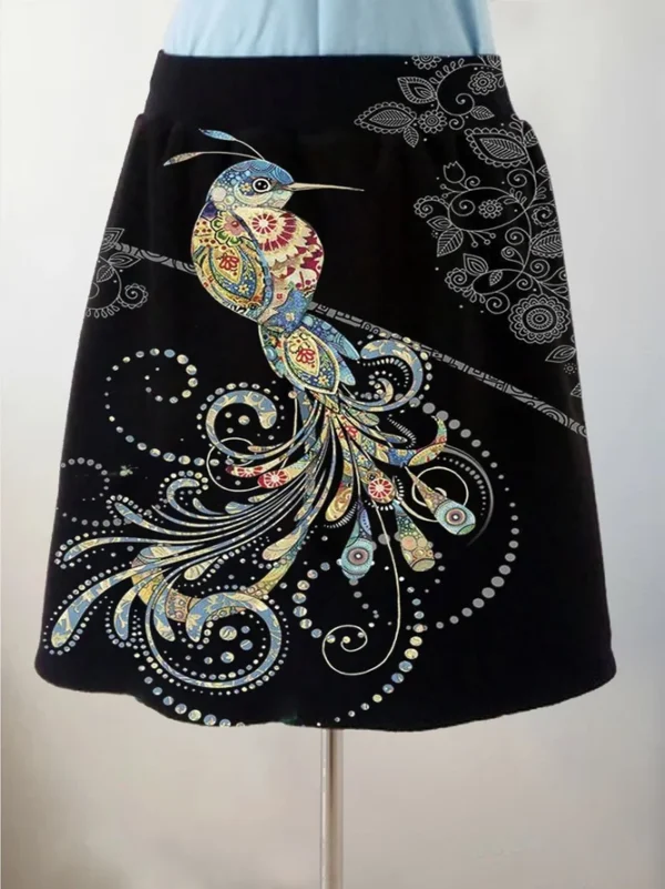 Vacation Floral Winter Cotton Beach Chic Loose Mid-waist skirt A-line Skirt Skirt for Women