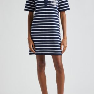 Veronica Beard Terrence Stripe Cotton Blend T-Shirt Dress in Marine/off White/blue Surf at Nordstrom, Size Large