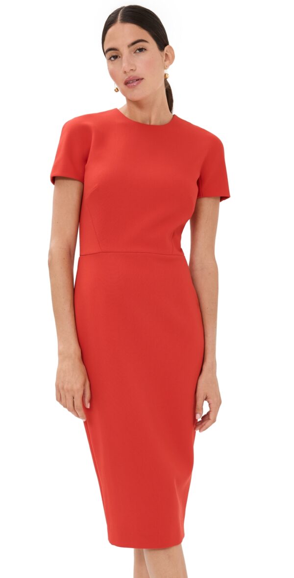 Victoria Beckham T-Shirt Fitted Dress Bright Red 8