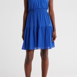 Vince Camuto Sleeveless Smock Waist Chiffon Dress in Cobalt at Nordstrom Rack, Size 0