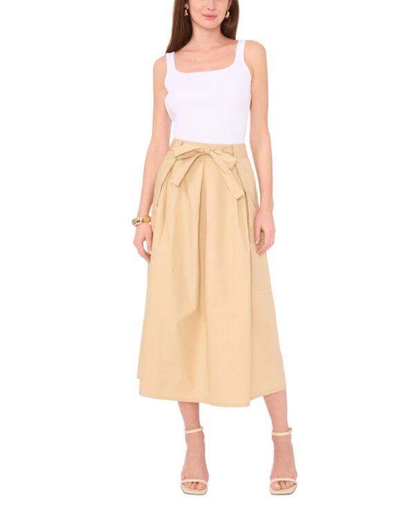 Vince Camuto Women's Cotton A-Line Midi Cargo Skirt - Khaki