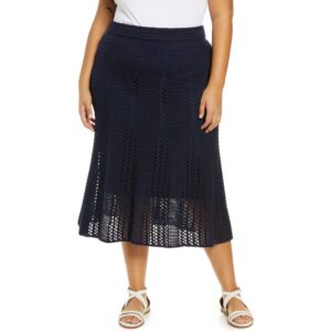 Vince Godet Organic Cotton Crochet Skirt in Navy at Nordstrom Rack, Size 1X