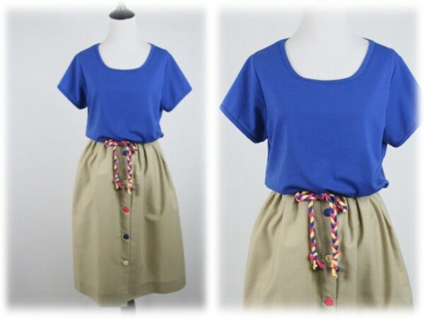 Vintage 1970S Dress T-Shirt Khaki Skirt Toni Todd