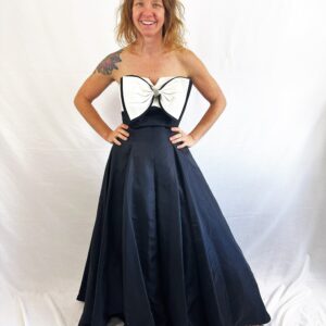 Vintage 1980S 80S Formal Bow Cocktail Strapless Black White Dress - For David Howard Climax Karen Okada