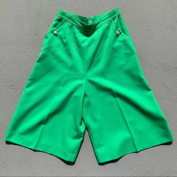 Vintage 60S Sears High Waist Green Culottes Shorts 27" Waist, Women's