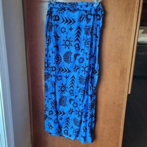 Vintage 90's Blue & Black Wrap Round Batik Sarong Style Skirt One Size Fits Most