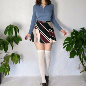 Vintage Asymmetrical Striped A-Line Mini Skirt Y2K Club Manaco