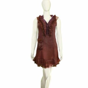 Vintage Charm: 1920S Flapper-Inspired Burgundy Ruffle Dress, Women's (Size Medium)