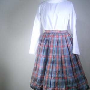 Vintage Circle Skirt 1950S Bubble Shiny Plaid Full Pleated Party With Crinoline