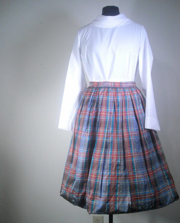 Vintage Circle Skirt 1950S Bubble Shiny Plaid Full Pleated Party With Crinoline