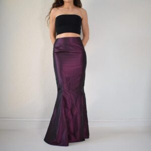 Vintage Early 90S Taffeta Iridescent Fishtail Maxi Skirt