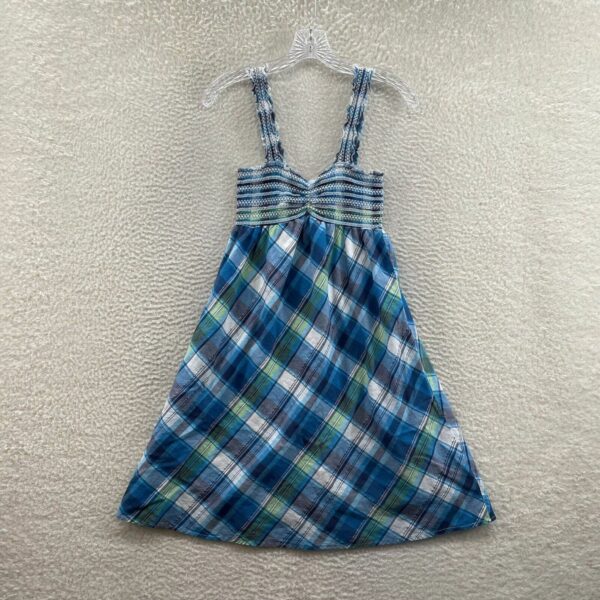 Vintage No Boundaries Blue Plaid Smock Sweetheart A-Line Mini Dress S M Small Medium in White, Women's