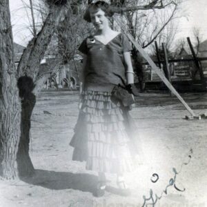 Vintage Photo 1920 Flapper Beauty Ginger Multi Ruffle Dress Big Sash 45 S