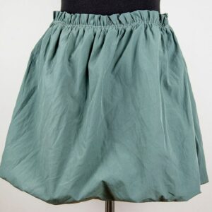 Vintage Sage Green Elastic Waist Bubble Mini Skirt