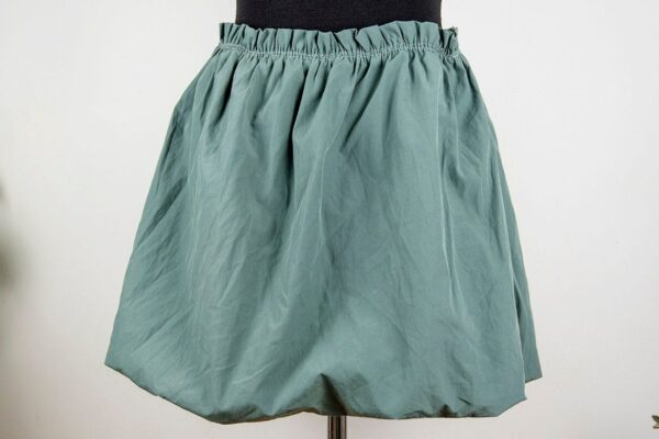 Vintage Sage Green Elastic Waist Bubble Mini Skirt