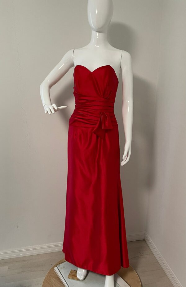 Vintage Scott Mcclintock Red Strapless Gown, Rusched Dress, Long Maxi Prom Dress